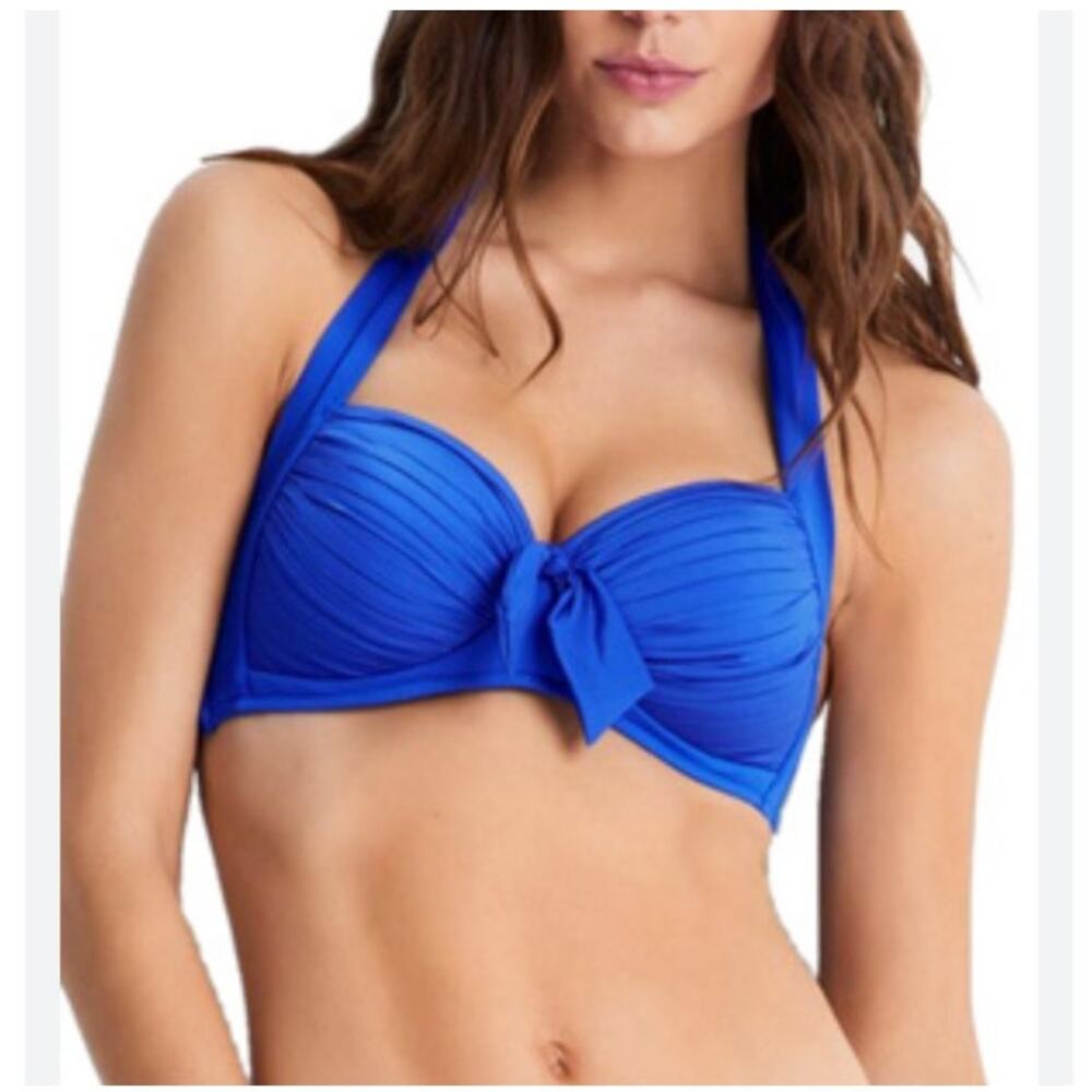 Seafolly Soft Cup Halter Bikini Top Small / Medium D Cup Royal Blue Swim NWOT